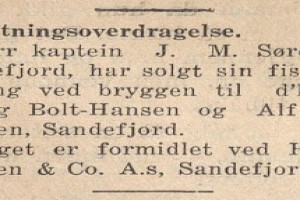 Bilde av Kaptein Sørensen selger sin fiskeforretng til Br. Bolt-Hansen